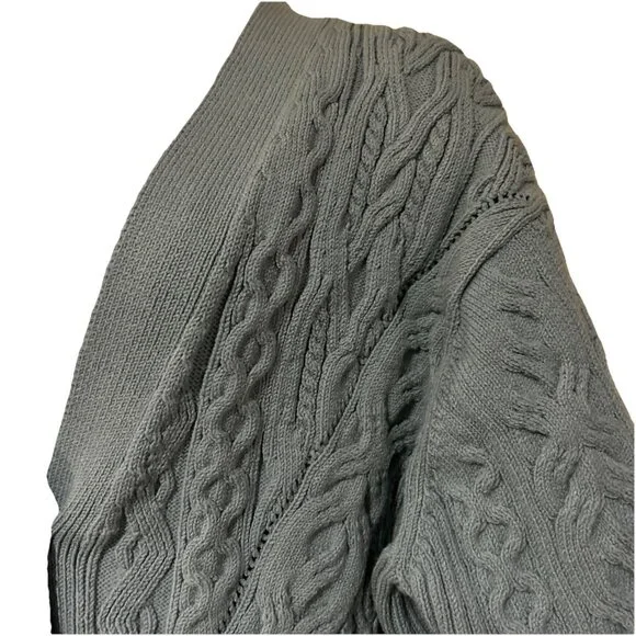 Vince Aran Cable Knit Womens Cardigan Sweater Size M Buttons Blue Long Sleeves - Picture 7 of 13